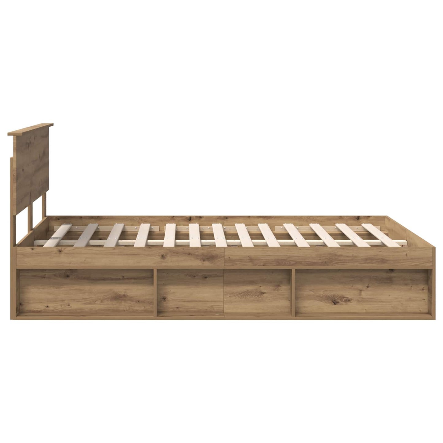 Bed Frame Artisian Oak 135 x 190 cm Solid Pine Wood