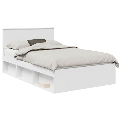Bed Frame with Headboard White 120 x 200 cm Solid Pine Wood