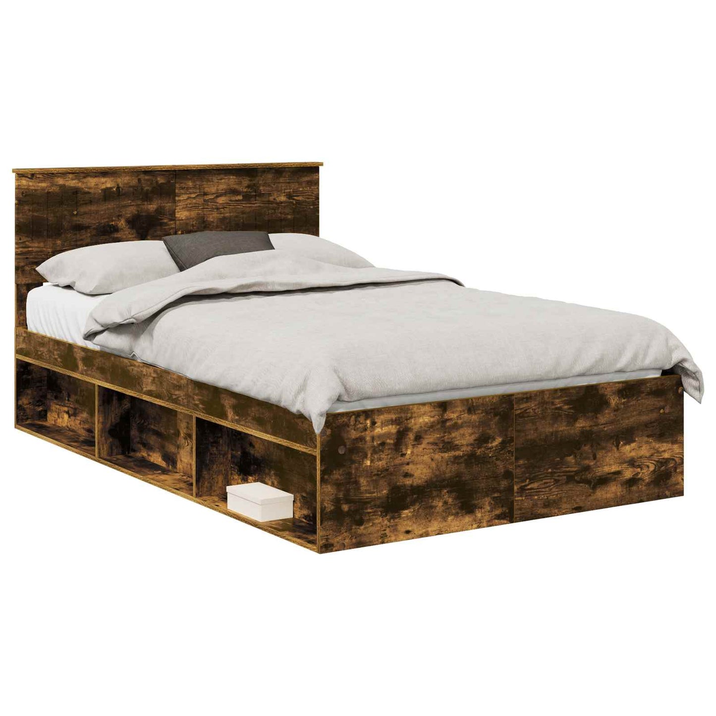 Bed Frame Smoked Oak 120 x 200 cm Solid Pine Wood