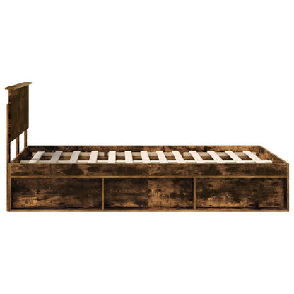 Bed Frame Smoked Oak 120 x 200 cm Solid Pine Wood