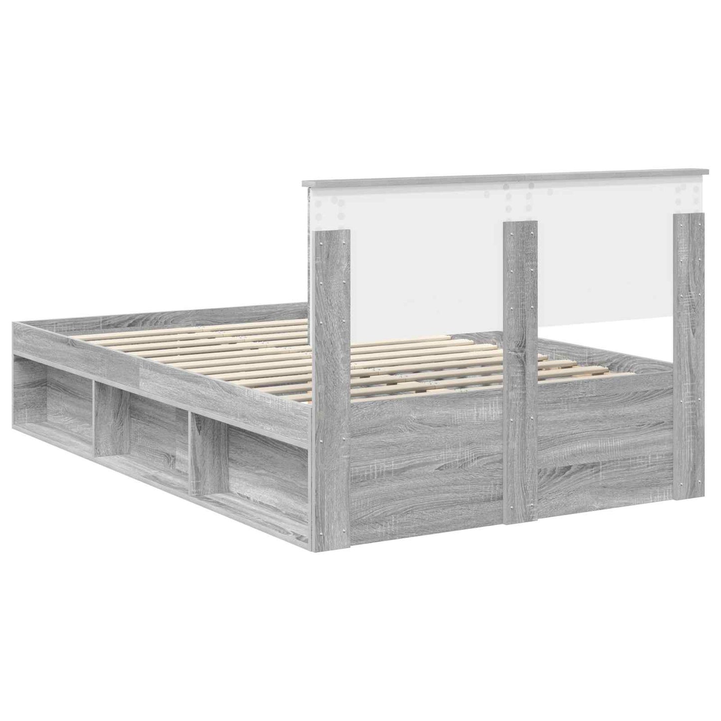 Bed Frame Grey Sonoma 120 x 200 cm Solid Pine Wood