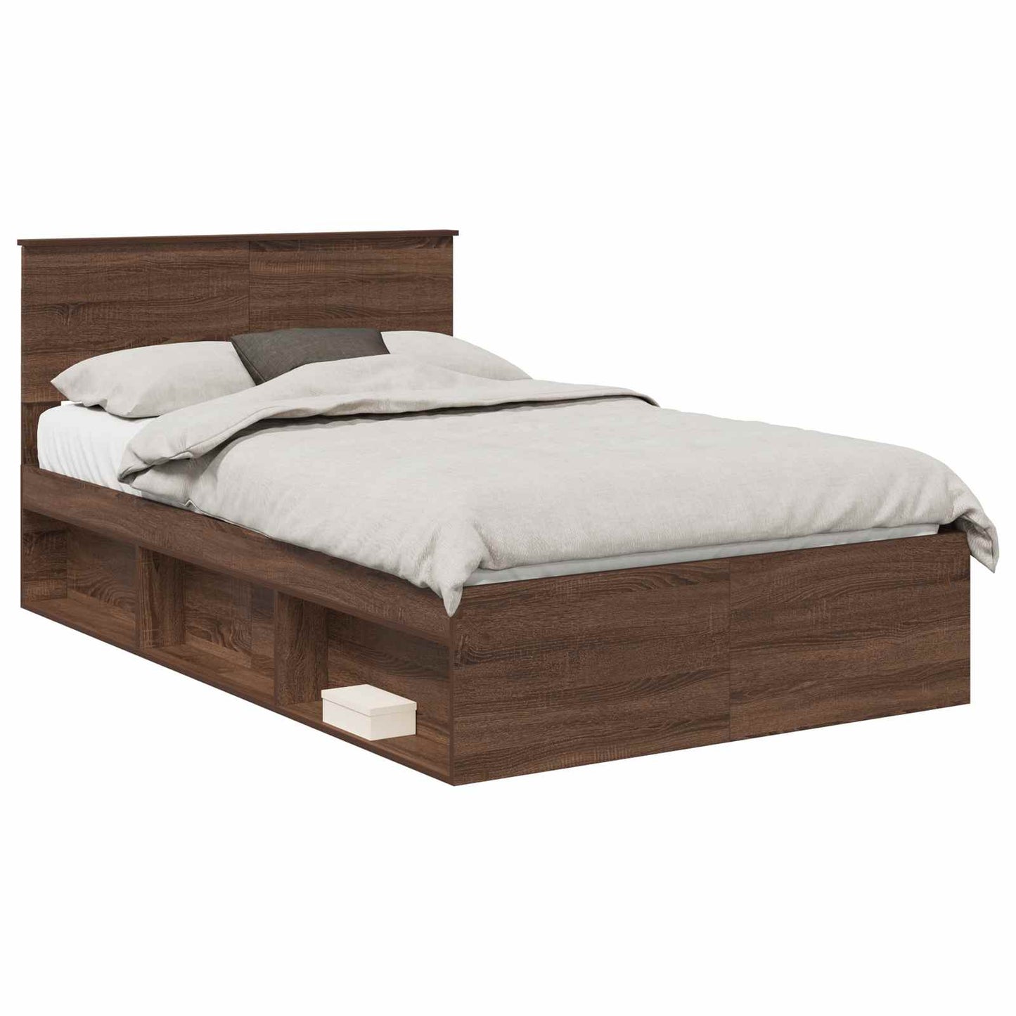 Bed Frame with Headboard Brown Oak 120 x 200 cm Solid Pine Wood