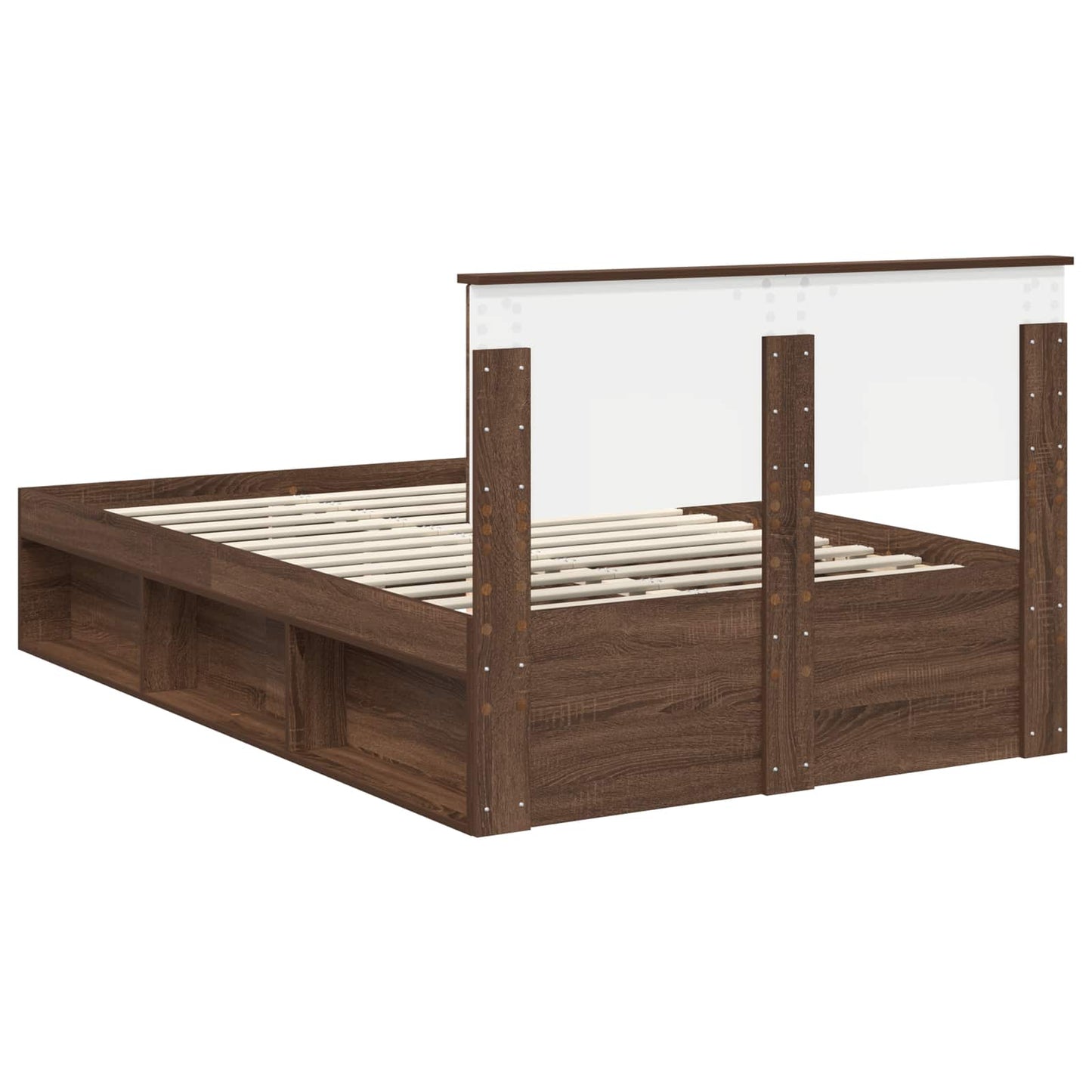 Bed Frame with Headboard Brown Oak 120 x 200 cm Solid Pine Wood