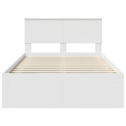 Bed Frame with Headboard White 120 x 190 cm Solid Pine Wood