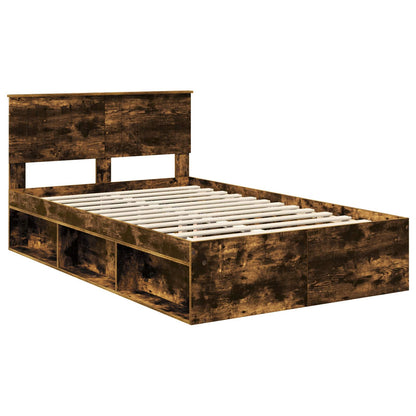 Bed Frame Smoked Oak 120 x 190 cm Solid Pine Wood