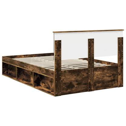 Bed Frame Smoked Oak 120 x 190 cm Solid Pine Wood