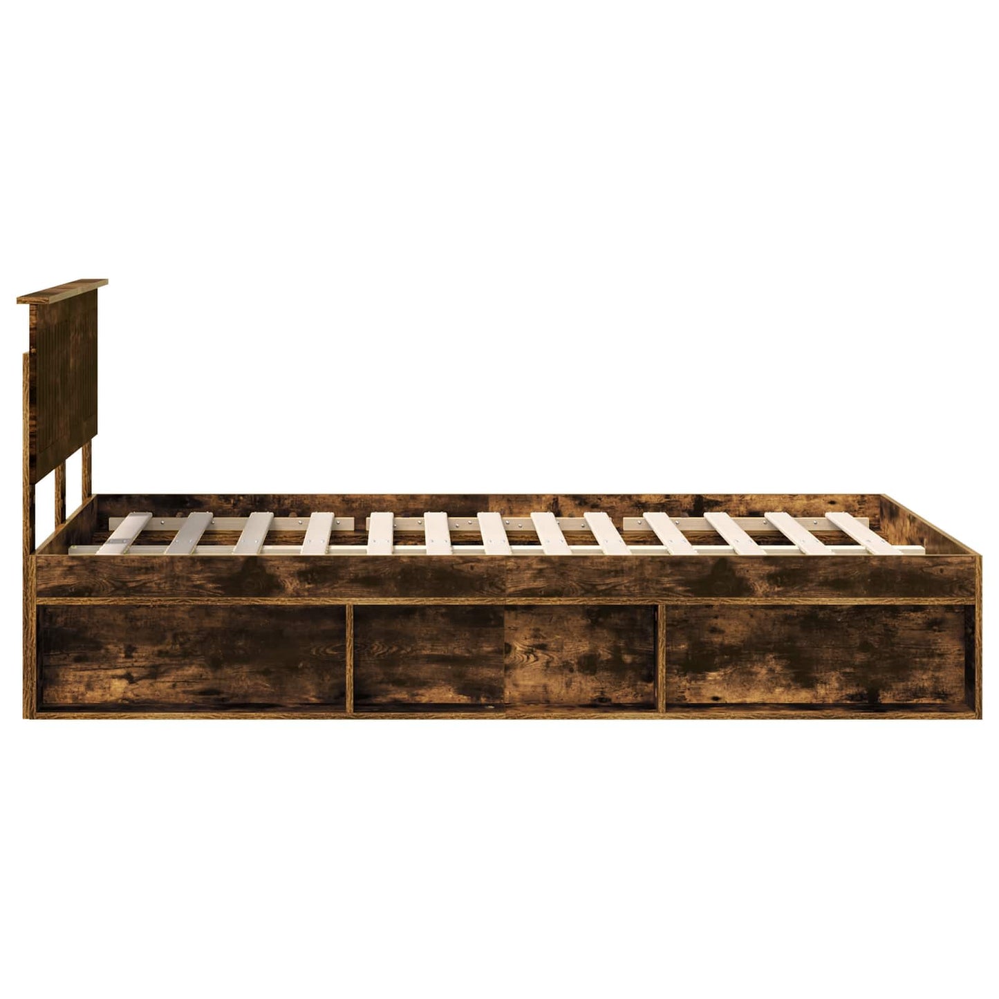 Bed Frame Smoked Oak 120 x 190 cm Solid Pine Wood