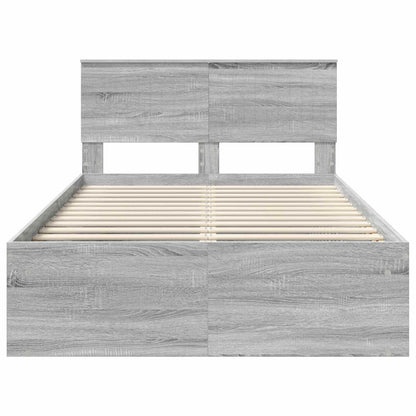 Bed Frame Grey Sonoma 120 x 190 cm Solid Pine Wood