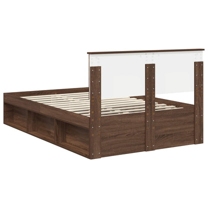 Bed Frame with Headboard Brown Oak 120 x 190 cm Solid Pine Wood