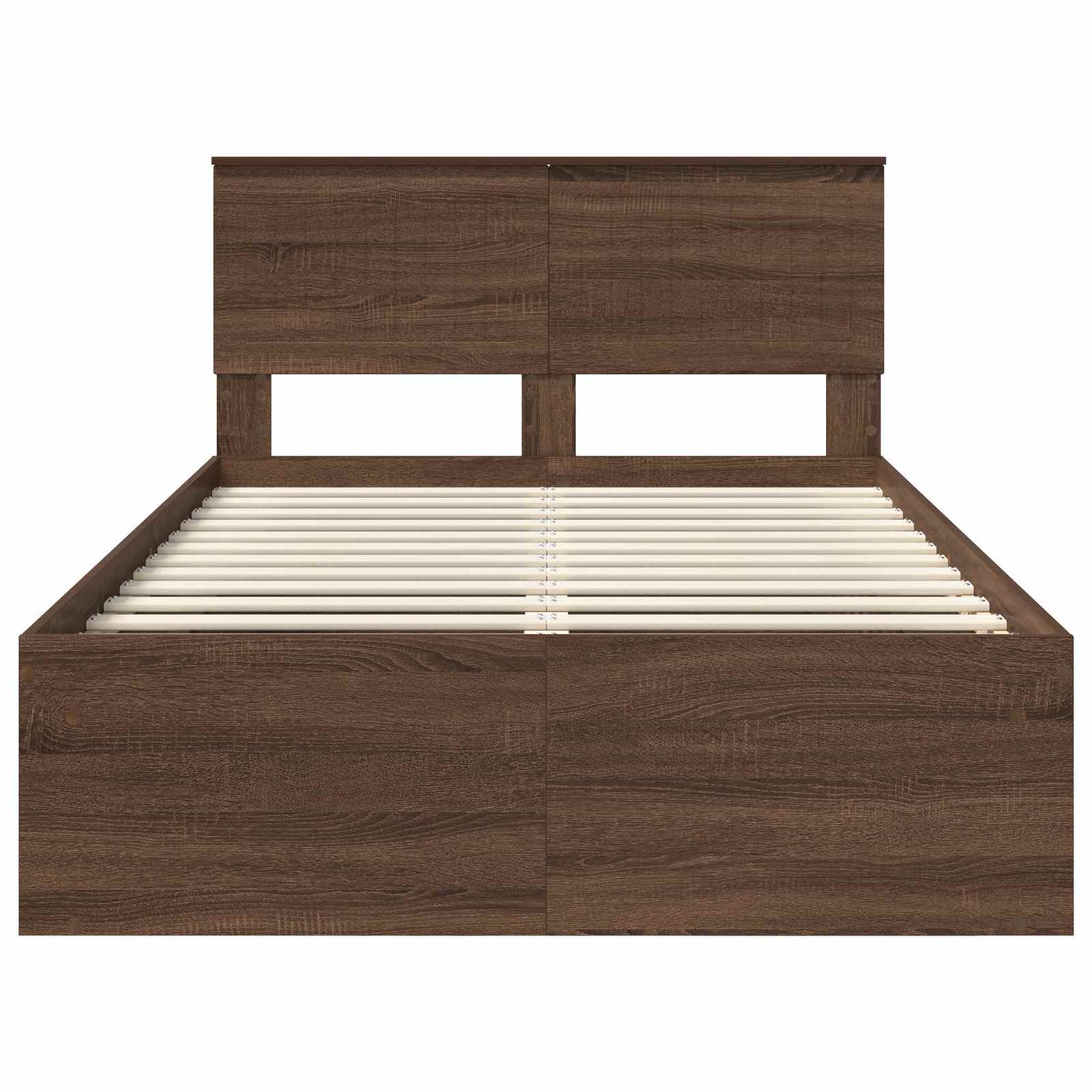 Bed Frame with Headboard Brown Oak 120 x 190 cm Solid Pine Wood