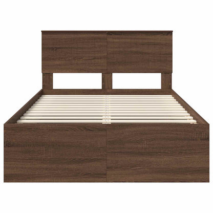 Bed Frame with Headboard Brown Oak 120 x 190 cm Solid Pine Wood