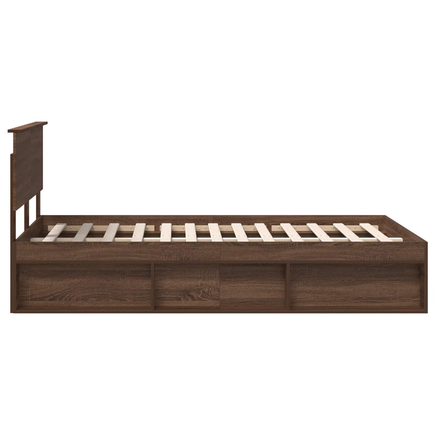 Bed Frame with Headboard Brown Oak 120 x 190 cm Solid Pine Wood