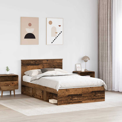 Bed Frame with Headboard Old Wood 120 x 190 cm Solid Pine Wood