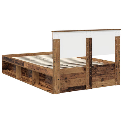 Bed Frame with Headboard Old Wood 120 x 190 cm Solid Pine Wood