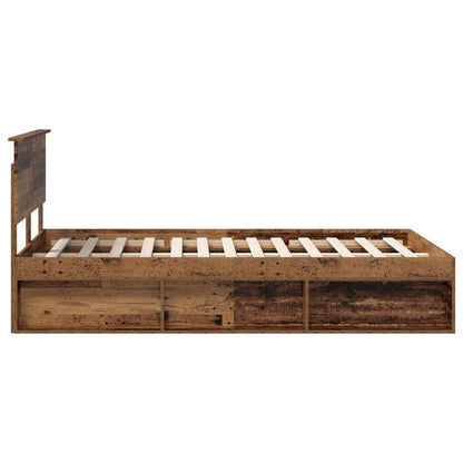 Bed Frame with Headboard Old Wood 120 x 190 cm Solid Pine Wood