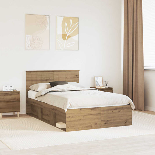 Bed Frame Artisian Oak 120 x 190 cm Solid Pine Wood