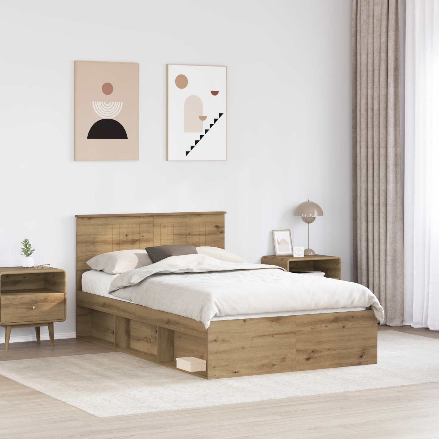 Bed Frame Artisian Oak 120 x 190 cm Solid Pine Wood