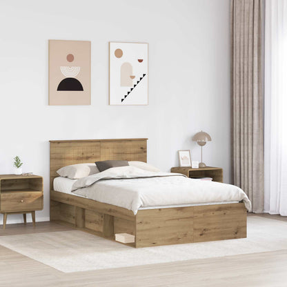 Bed Frame Artisian Oak 120 x 190 cm Solid Pine Wood