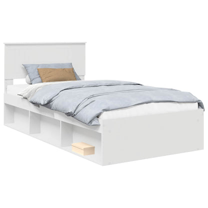 Bed Frame with Headboard White 100 x 200 cm Solid Pine Wood