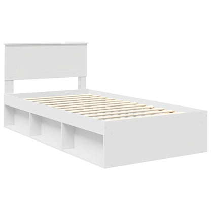 Bed Frame with Headboard White 100 x 200 cm Solid Pine Wood