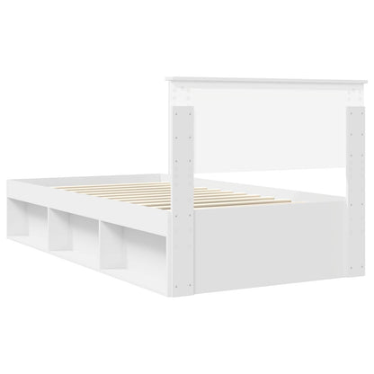 Bed Frame with Headboard White 100 x 200 cm Solid Pine Wood