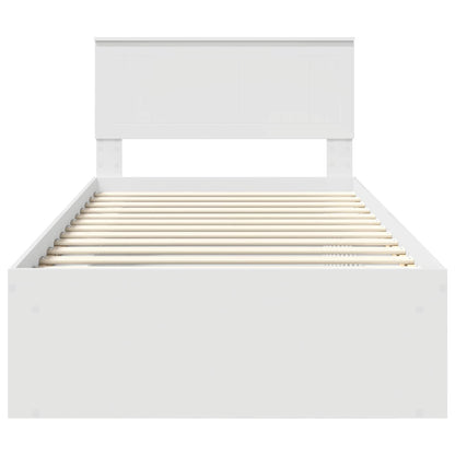Bed Frame with Headboard White 100 x 200 cm Solid Pine Wood