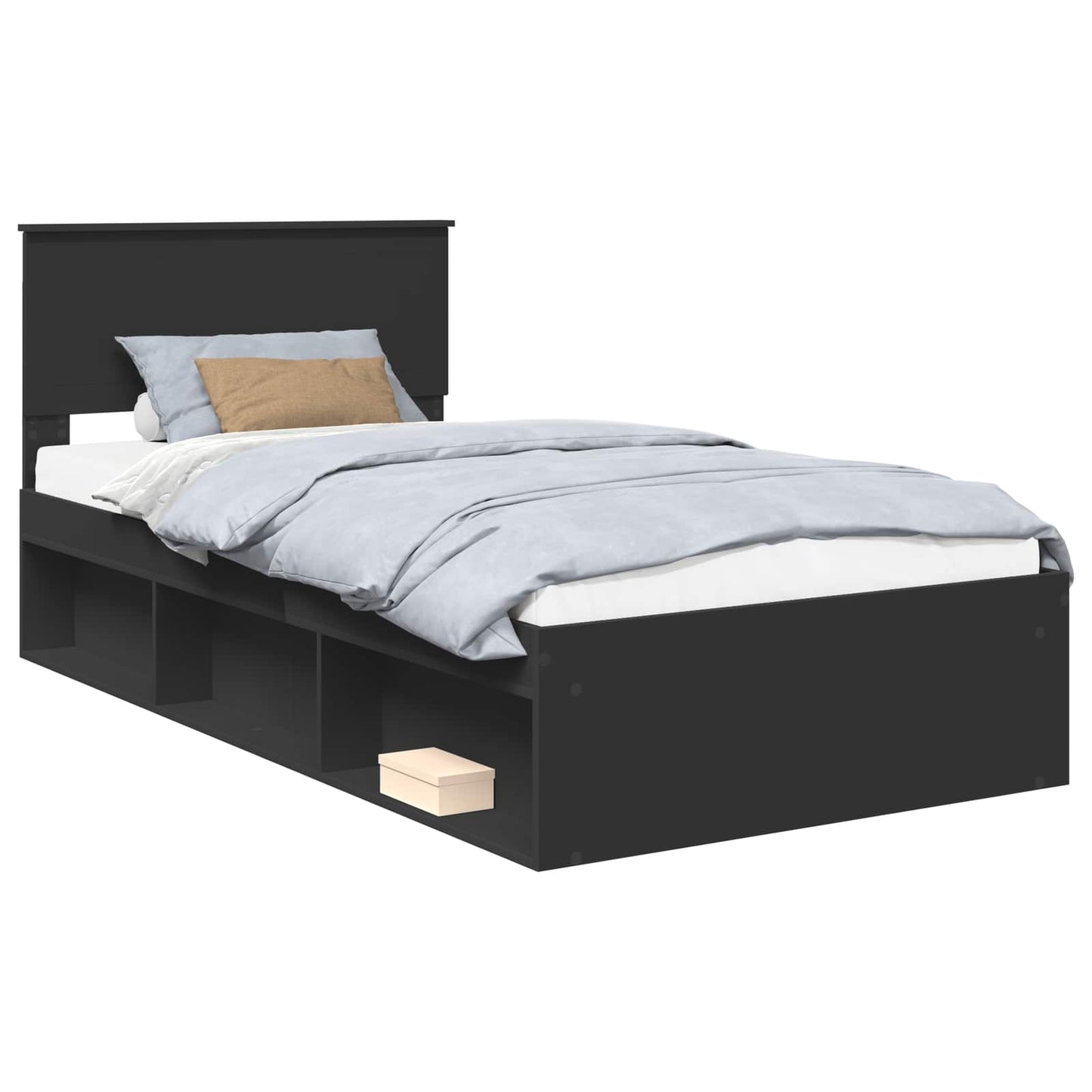 Bed Frame with Headboard Black 100 x 200 cm Solid Pine Wood