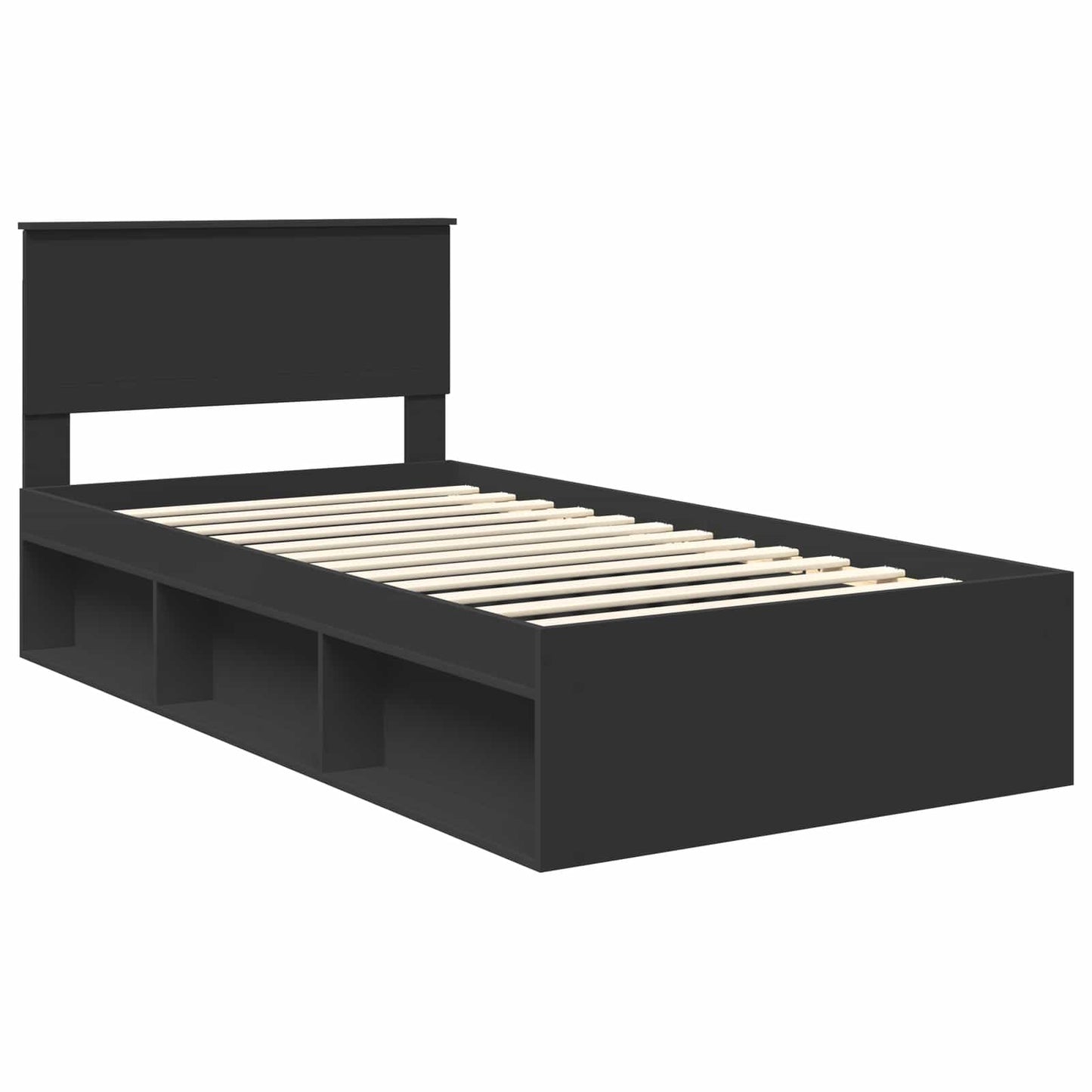 Bed Frame with Headboard Black 100 x 200 cm Solid Pine Wood