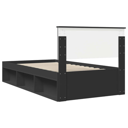 Bed Frame with Headboard Black 100 x 200 cm Solid Pine Wood
