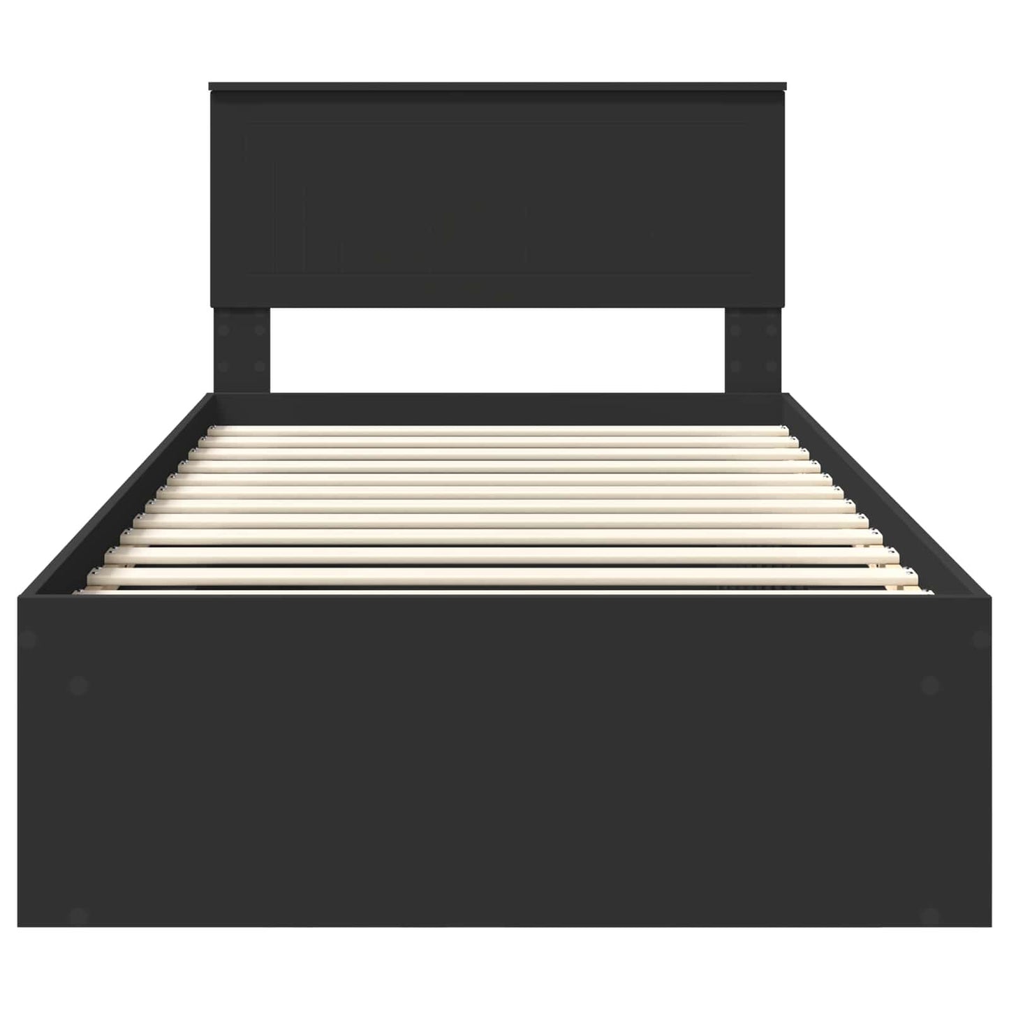 Bed Frame with Headboard Black 100 x 200 cm Solid Pine Wood