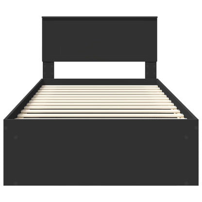 Bed Frame with Headboard Black 100 x 200 cm Solid Pine Wood