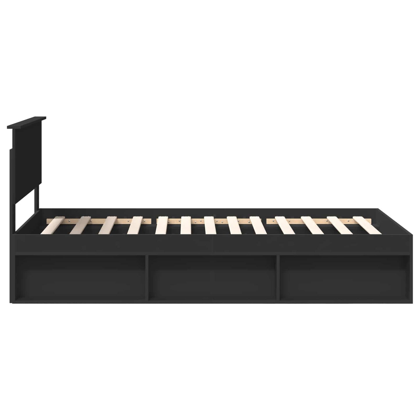 Bed Frame with Headboard Black 100 x 200 cm Solid Pine Wood