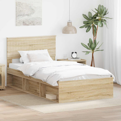 Bed Frame with Headboard Sonoma 100 x 200 cm Solid Pine Wood