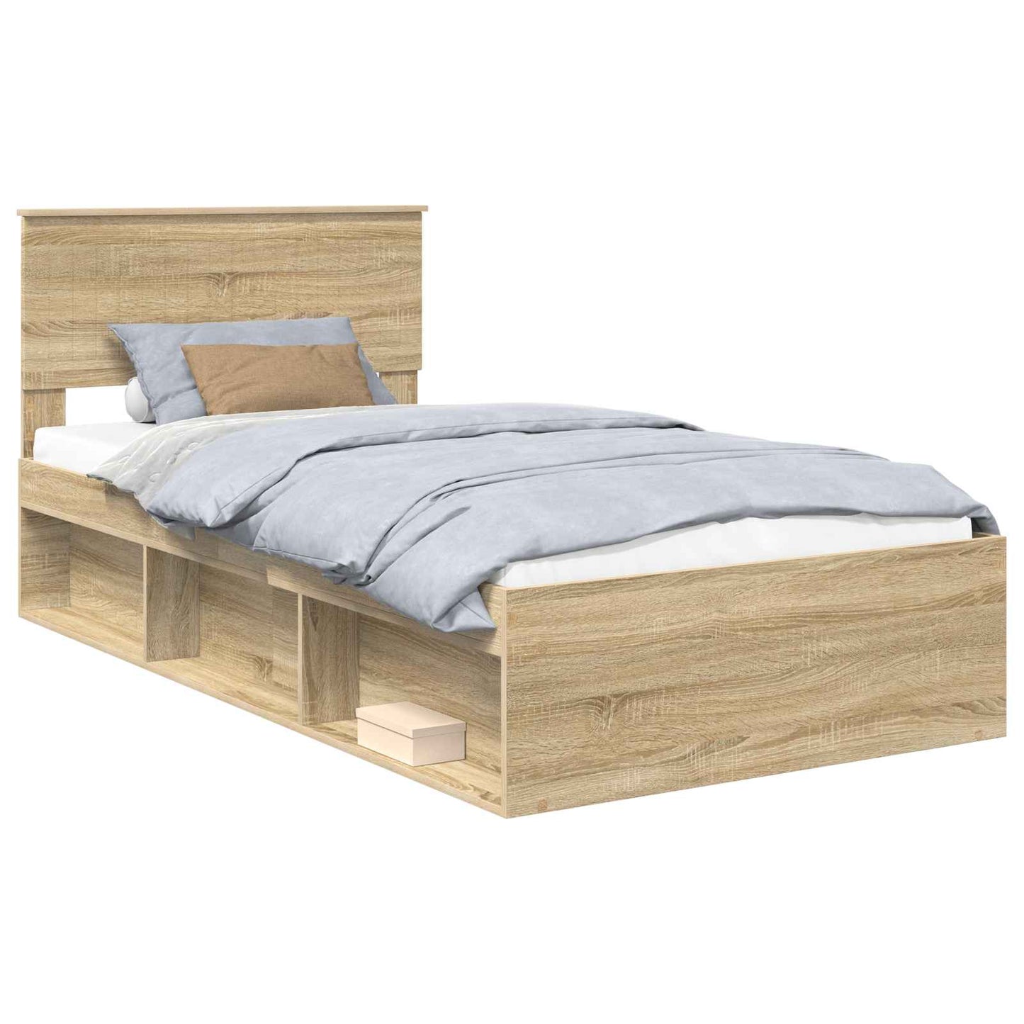 Bed Frame with Headboard Sonoma 100 x 200 cm Solid Pine Wood