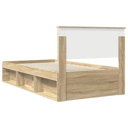 Bed Frame with Headboard Sonoma 100 x 200 cm Solid Pine Wood
