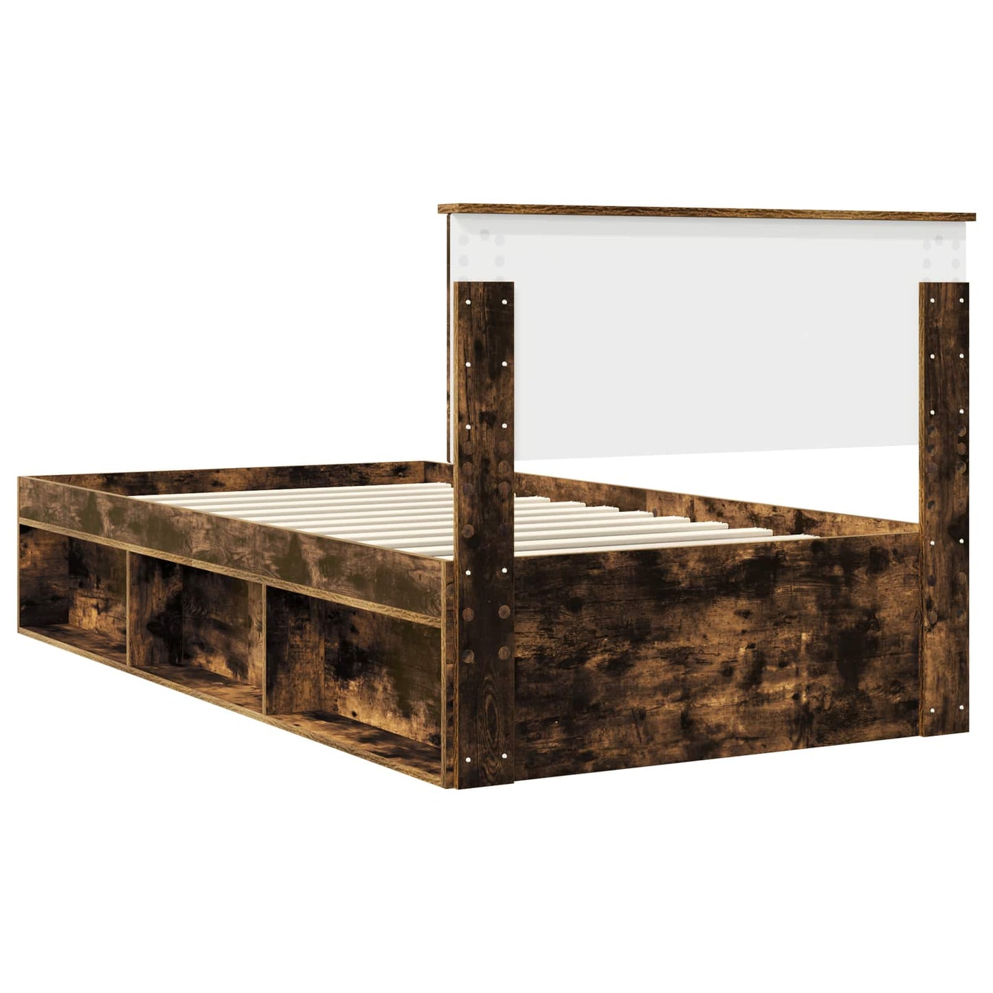 Bed Frame Smoked Oak 100 x 200 cm Solid Pine Wood