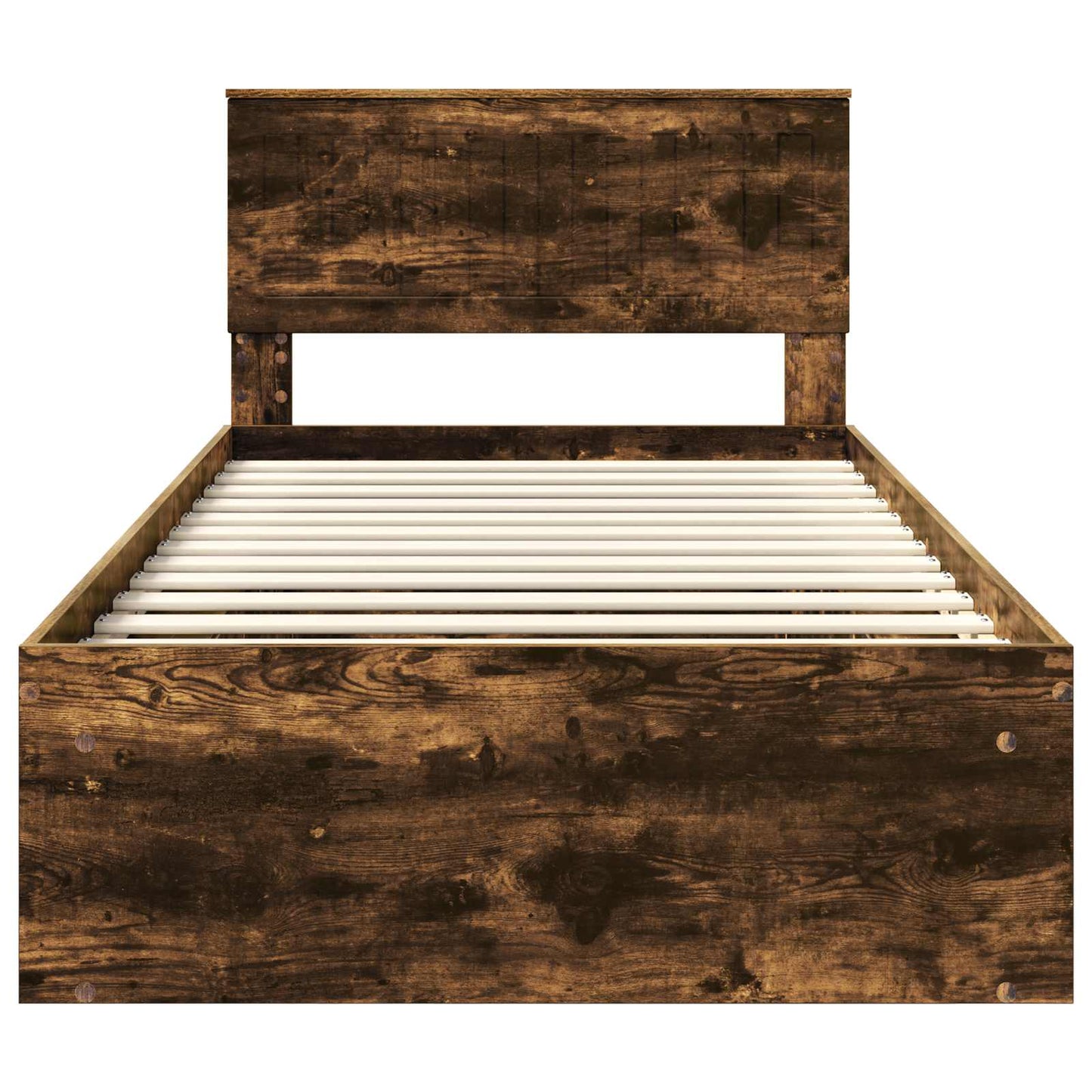 Bed Frame Smoked Oak 100 x 200 cm Solid Pine Wood