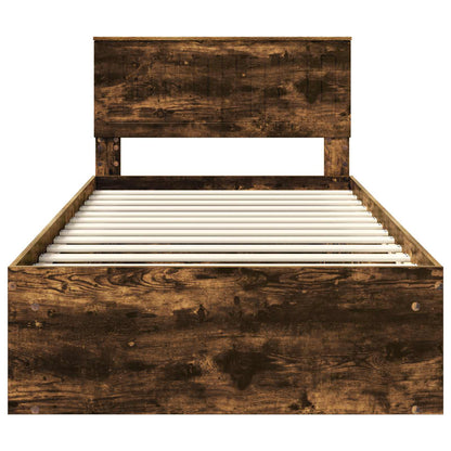 Bed Frame Smoked Oak 100 x 200 cm Solid Pine Wood