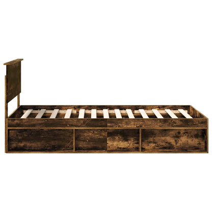 Bed Frame Smoked Oak 100 x 200 cm Solid Pine Wood