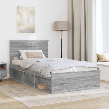 Bed Frame Grey Sonoma 100 x 200 cm Solid Pine Wood