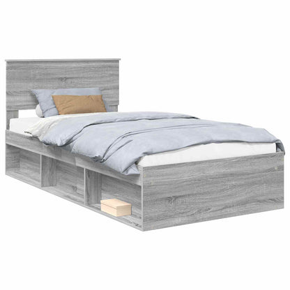 Bed Frame Grey Sonoma 100 x 200 cm Solid Pine Wood