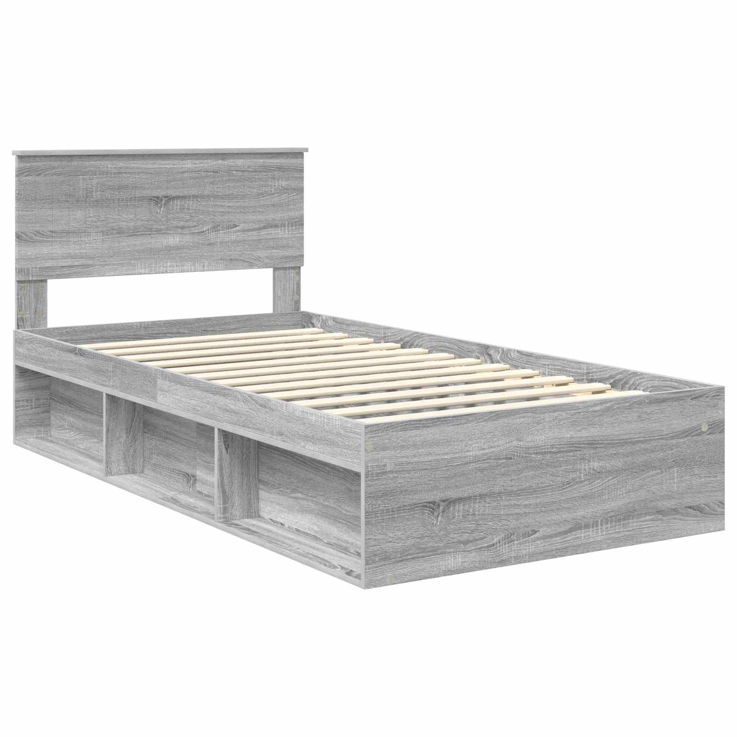 Bed Frame Grey Sonoma 100 x 200 cm Solid Pine Wood