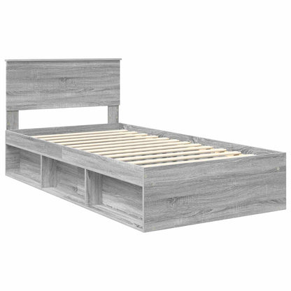 Bed Frame Grey Sonoma 100 x 200 cm Solid Pine Wood