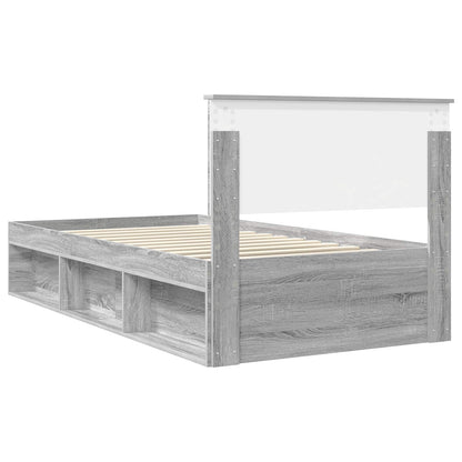 Bed Frame Grey Sonoma 100 x 200 cm Solid Pine Wood