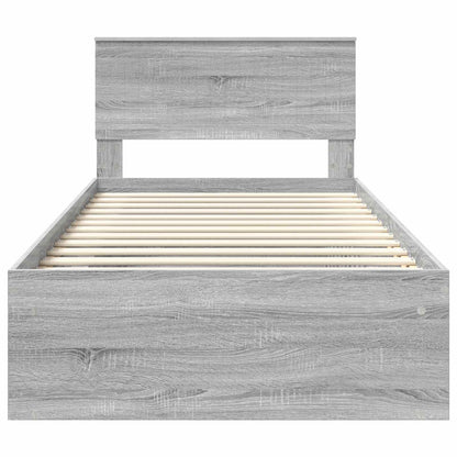 Bed Frame Grey Sonoma 100 x 200 cm Solid Pine Wood