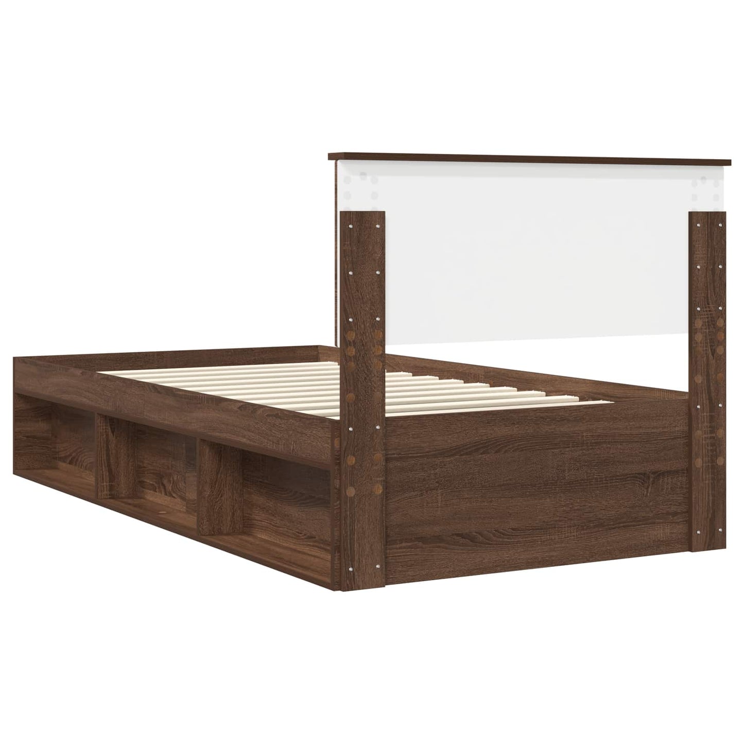 Bed Frame with Headboard Brown Oak 100 x 200 cm Solid Pine Wood