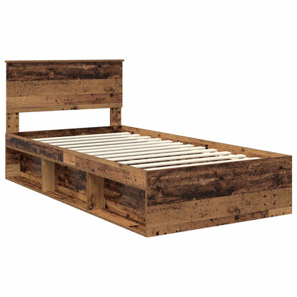 Bed Frame with Headboard Old Wood 100 x 200 cm Solid Pine Wood