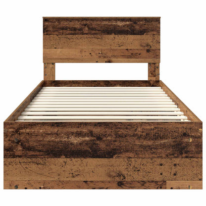 Bed Frame with Headboard Old Wood 100 x 200 cm Solid Pine Wood