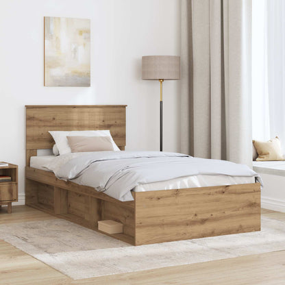 Bed Frame Artisian Oak 100 x 200 cm Solid Pine Wood