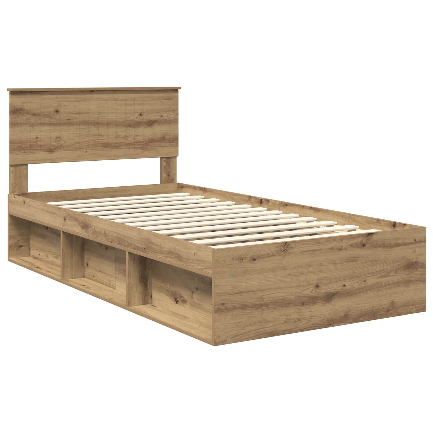 Bed Frame Artisian Oak 100 x 200 cm Solid Pine Wood